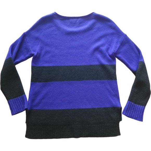 Eileen Fisher blue and black striped yak  and wool sweater - Picture 7 of 8